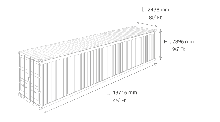 CONTAINER DRY HIGH CUBE PALLET WIDE 45 PIEDS – Image 2